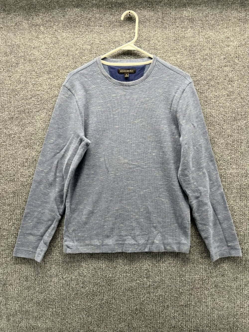 Banana Republic Sweater Men Small Blue Crewneck Waffle Knit Pullover Casual